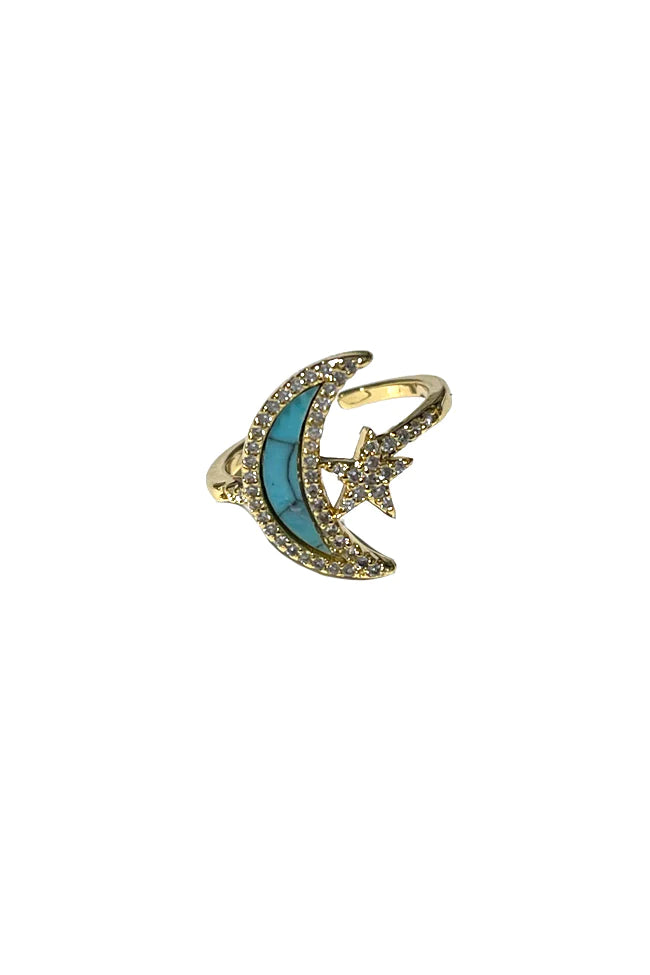 Veronica Turquoise Moon Star Adjustable Ring {Kristalize Jewelry}