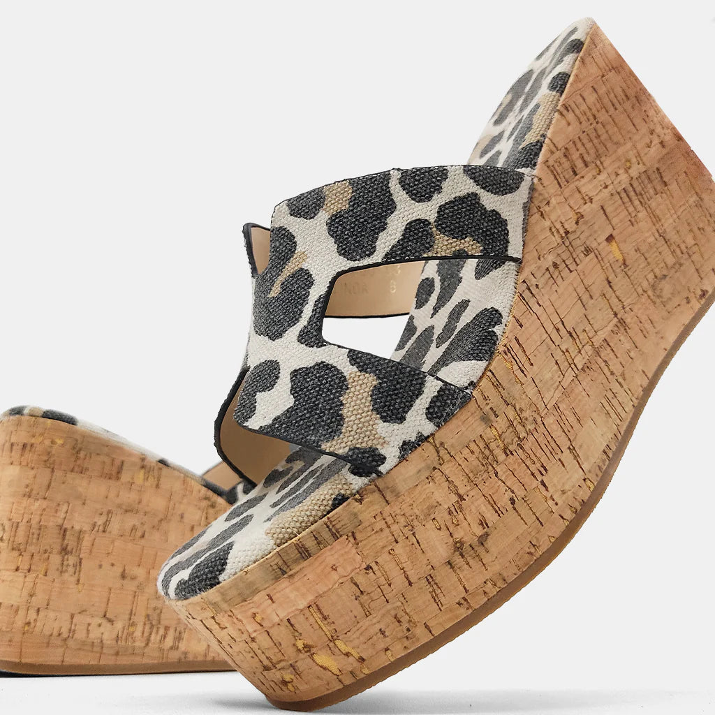Kalinda Leopard Print Canvas Wedge Sandals {Shushop}