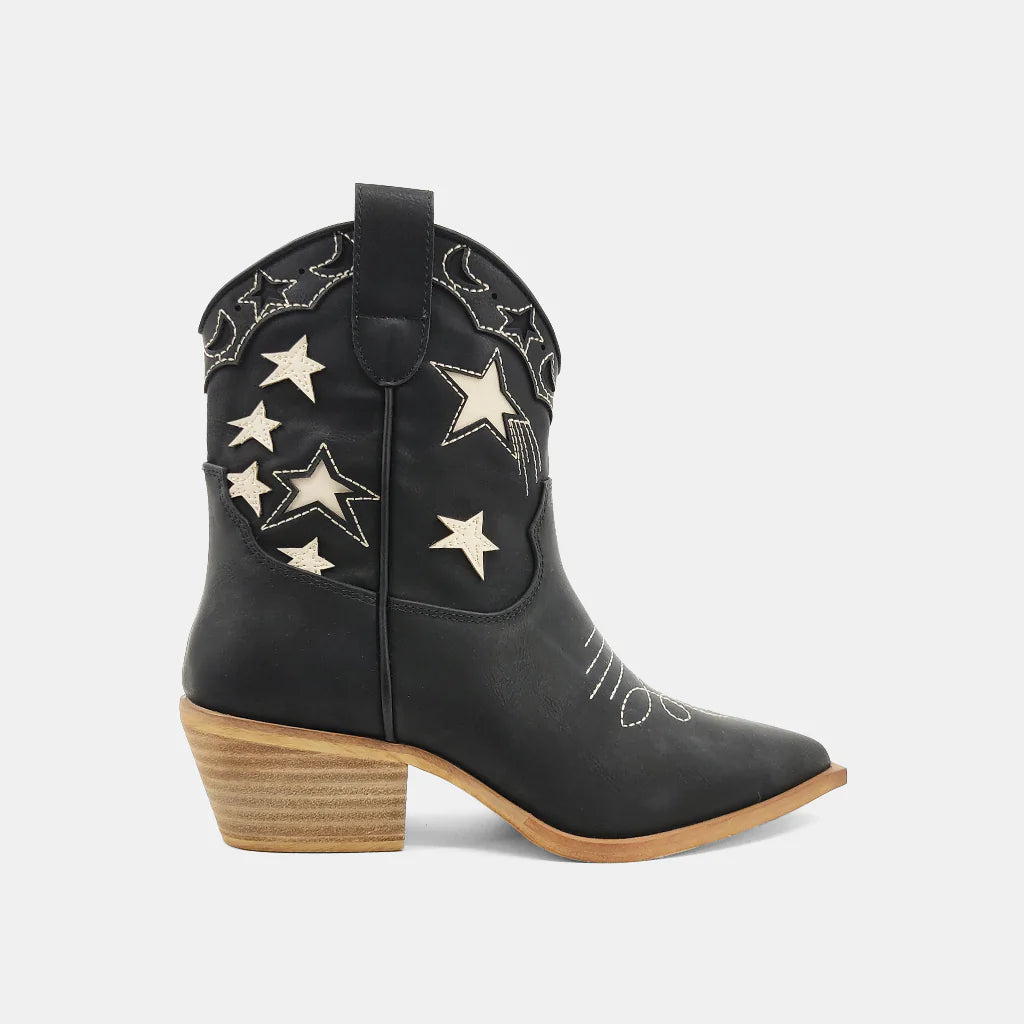 SHUSHOP Valencia Embroidered Cowgirl Bootie - Black