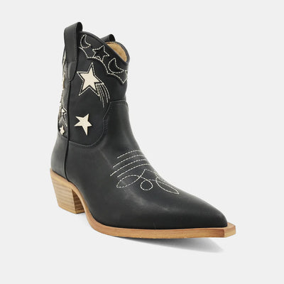 SHUSHOP Valencia Embroidered Cowgirl Bootie - Black