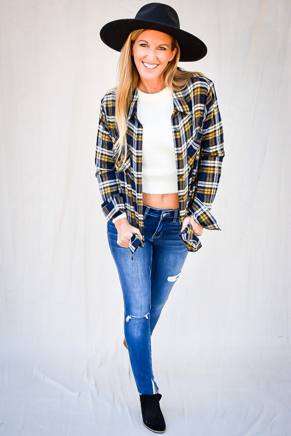 Plaid On Plaid Button Down Top