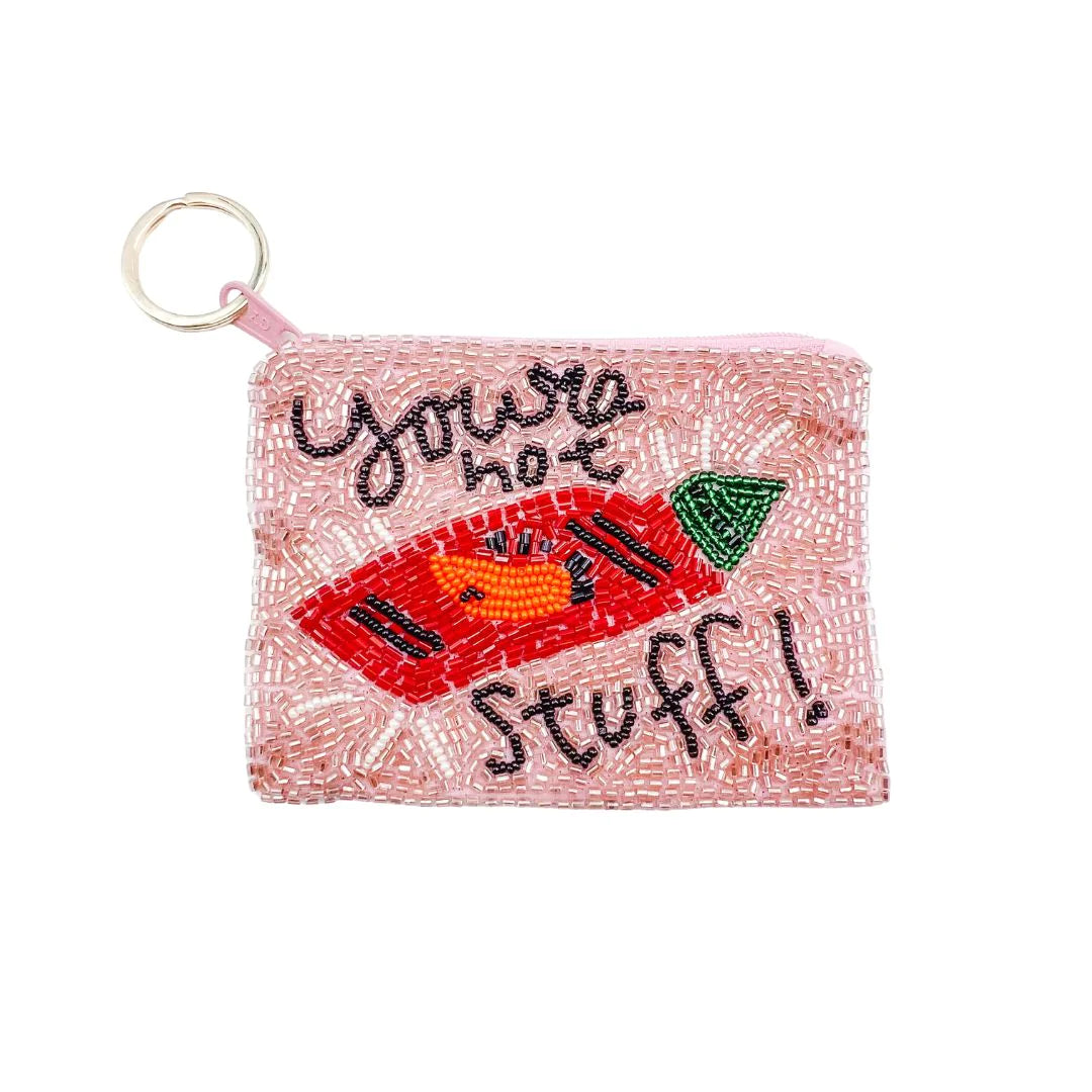 Hot Stuff Beaded Keychain Pouch