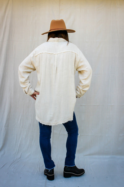 Carried Away Twill Woven Loose Fit Top
