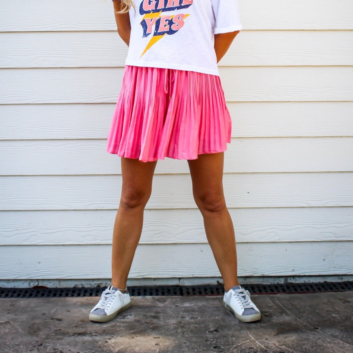 Fashionably Late Pleated Mini Skort