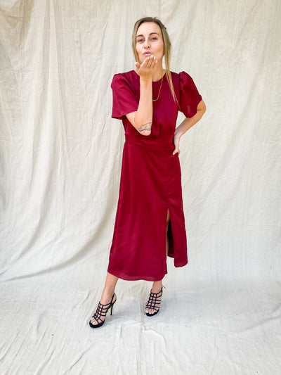 One and Only Satin Bloom Midi Dress