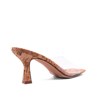 Jolene Slip On Kitten Heel Cork Sandal