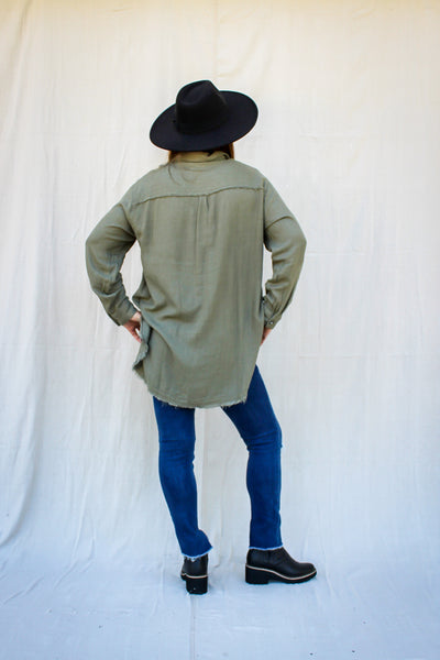 Carried Away Twill Woven Loose Fit Top