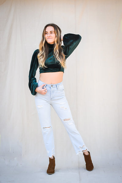 On Top Of The World Stripe Velvet Crop Top